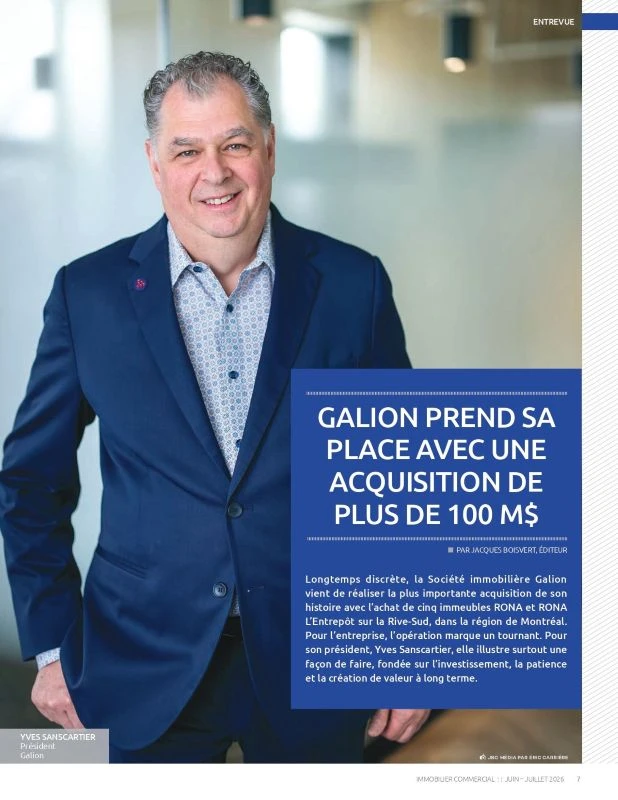 Yves Sanscartier sur la couverture de L'Immobilier Commercial